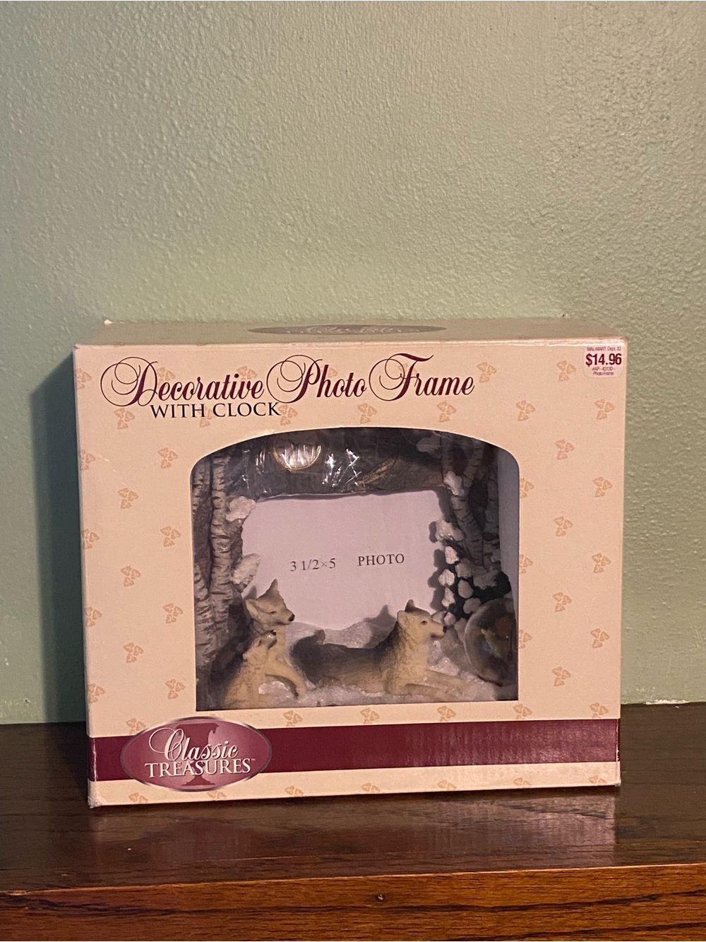 Decorative Photo Frame with Clock - Cream and Maroon